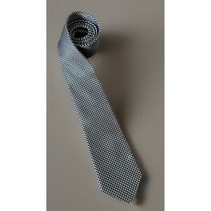 Isaac Mizrahi Neckwear Tie Silver Black Geometric Tic AOP All Over Pattern JBHS